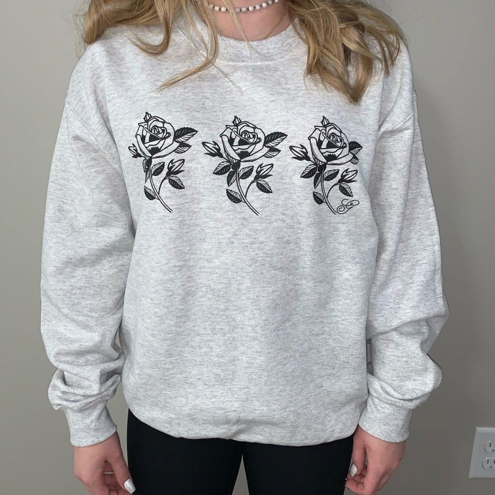 Gray Rose Crewneck
